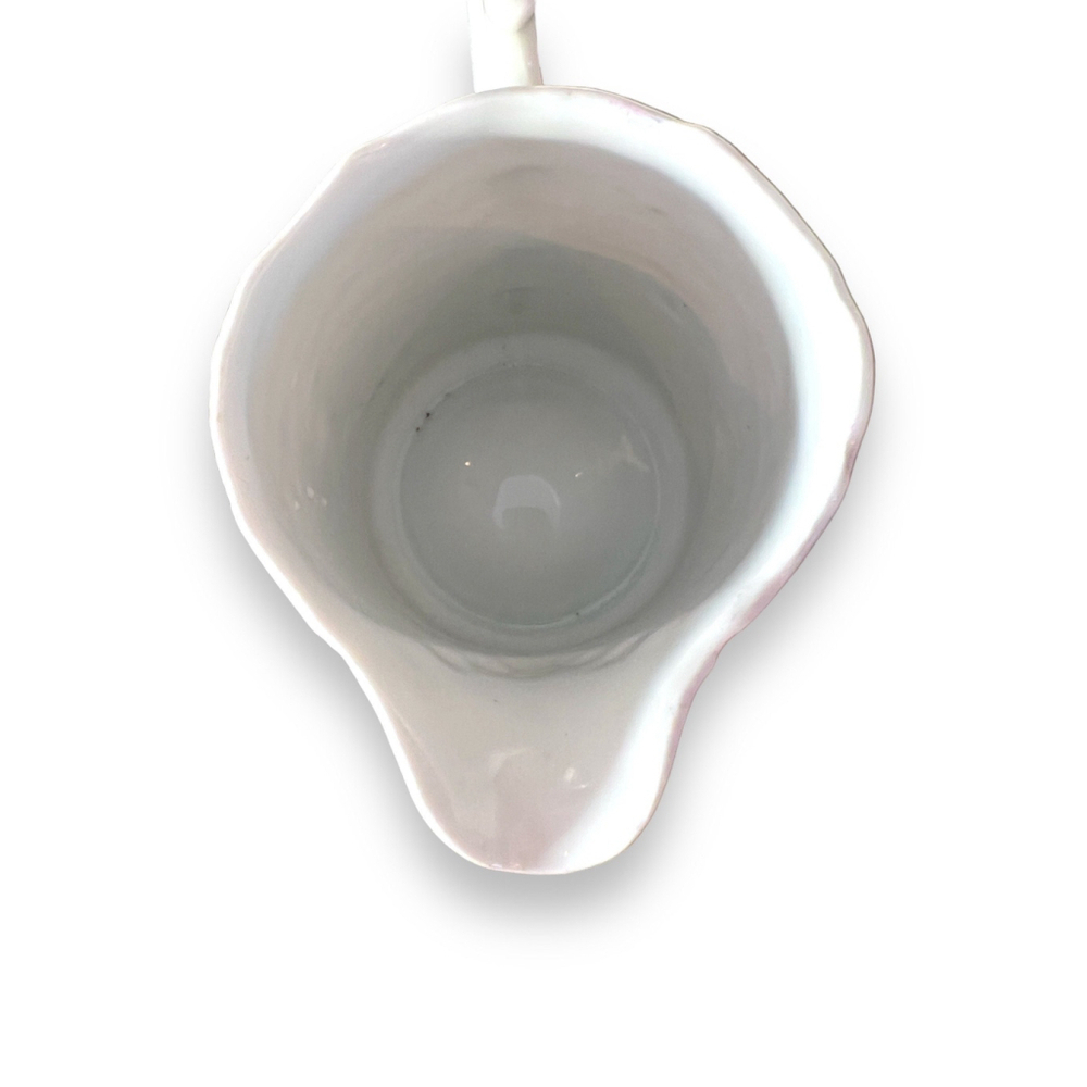 Shabby Chic Floral Pitcher White and Teal Vintage Pitcher Otnate Antique Pitcher - Picture 9 of 10